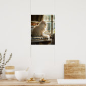 Majestic Melody: Persische Katze am Klavier Poster (Küche)