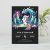 Majestic Minimalistisch Dragon Birthday Einladung (Stehend Vorderseite)