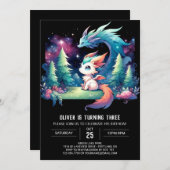 Majestic Minimalistisch Dragon Birthday Einladung (Vorne/Hinten)