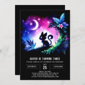 Majestic Modern Cat Birthday Einladung (Vorne/Hinten)