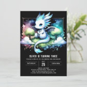 Majestic Modern Dragon Birthday Einladung (Stehend Vorderseite)