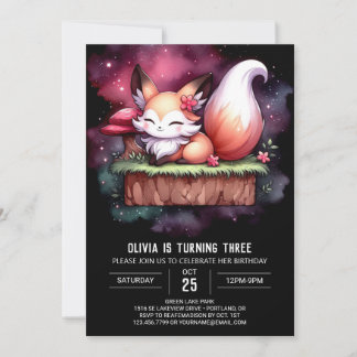 Majestic Modern Fox Geburtstag digital Einladung
