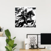 Majestic Monochrome mittelalterliche Ritter Poster (Heimbüro)