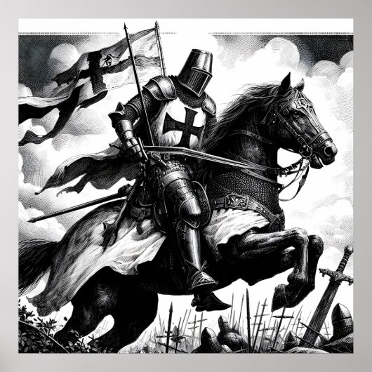 Majestic Monochrome mittelalterliche Ritter Poster (Vorne)
