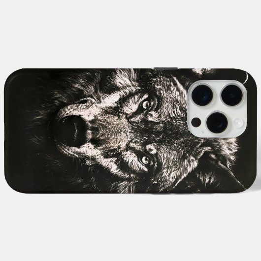 Majestic Monochrome Wild Wolf Case-Mate iPhone Hülle (Rückseite (Horizontal))