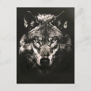 Majestic Monochrome Wild Wolf Feiertagspostkarte