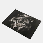 Majestic Monochrome Wild Wolf Fußmatte (Schrägansicht)