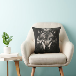 Majestic Monochrome Wild Wolf Kissen