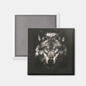 Majestic Monochrome Wild Wolf Magnet (Vorderseite/Rückseite)