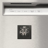 Majestic Monochrome Wild Wolf Magnet (In Situ (Geschirrspüler))