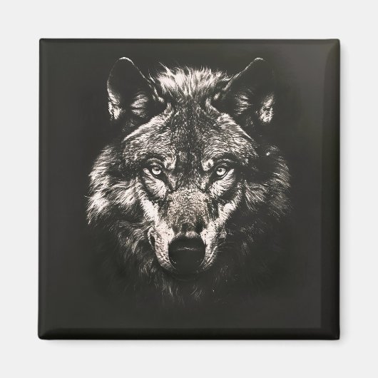 Majestic Monochrome Wild Wolf Magnet (Vorne)