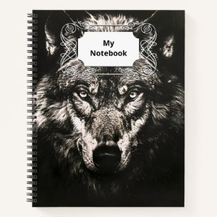 Majestic Monochrome Wild Wolf Notizblock
