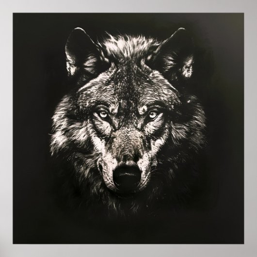 Majestic Monochrome Wild Wolf Poster (Vorne)