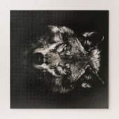 Majestic Monochrome Wild Wolf Puzzle (Horizontal)