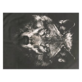 Majestic Monochrome Wild Wolf Tischdecke (Vorderseite (Horizontal))