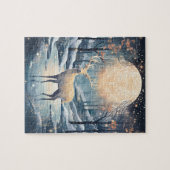 Majestic Moonlight Rentier Weihnachtsfeiertag Puzzle (Horizontal)