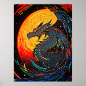 Majestic Moonlit Dragon - Retro Art Poster (Vorne)
