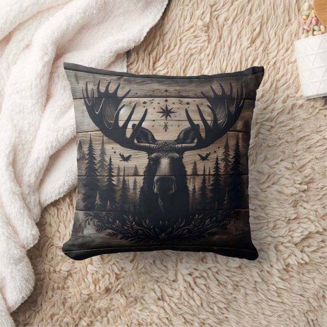Majestic Moose Art mit Naturgeschichte Kissen (Decke)