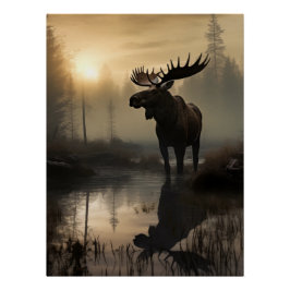 Majestic Moose at Dawn Poster