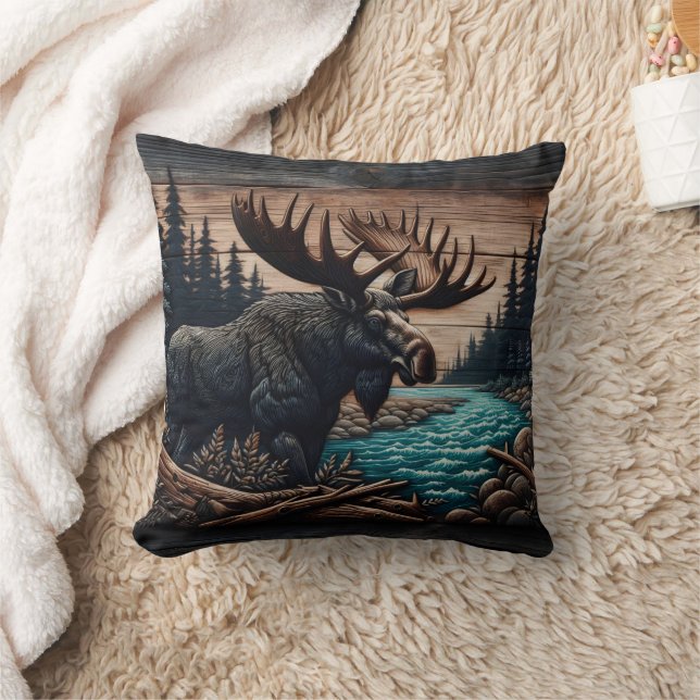 Majestic Moose by Serene Forest River Kissen (Decke)