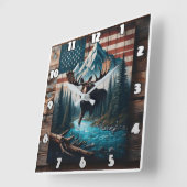 Majestic Moose gegen den Hintergrund amerikanische Quadratische Wanduhr (Winkel)