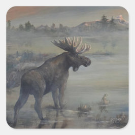 Majestic Moose Quadratischer Aufkleber