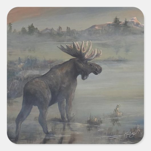 Majestic Moose Quadratischer Aufkleber (Vorderseite)
