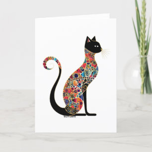 Majestic Mosaic Feline Cat Lady Card Feiertagskarte