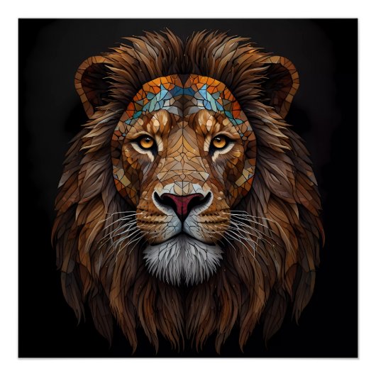 Majestic Mosaik Lion Head Poster (Vorderseite)