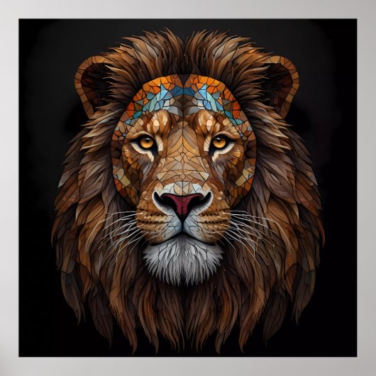 Majestic Mosaik Lion Head Poster (Vorne)