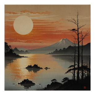 Majestic Mount Fuji Landschaft Landschaft Kunst, D Poster