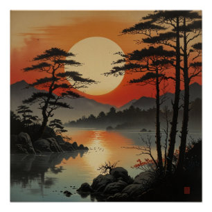 Majestic Mount Fuji Landschaft Landschaft Kunst, D Poster