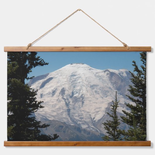 Majestic Mount Rainier Landschaft Wandteppich Mit Holzrahmen (Vorne)