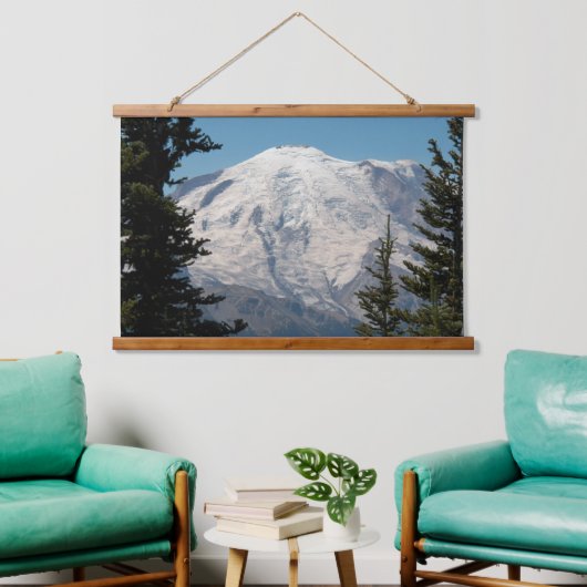Majestic Mount Rainier Landschaft Wandteppich Mit Holzrahmen (Wohnzimmer)