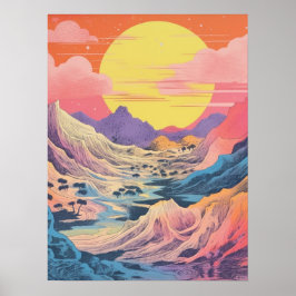 Majestic Mountain bei Sonnenuntergang Poster