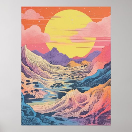 Majestic Mountain bei Sonnenuntergang Poster (Vorne)