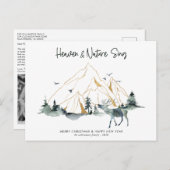 Majestic Mountain Forest Woodland Weihnachtskarte Postkarte (Vorne/Hinten)