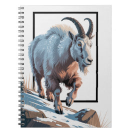 Majestic Mountain Goat 3D Frame Illustration Notizblock