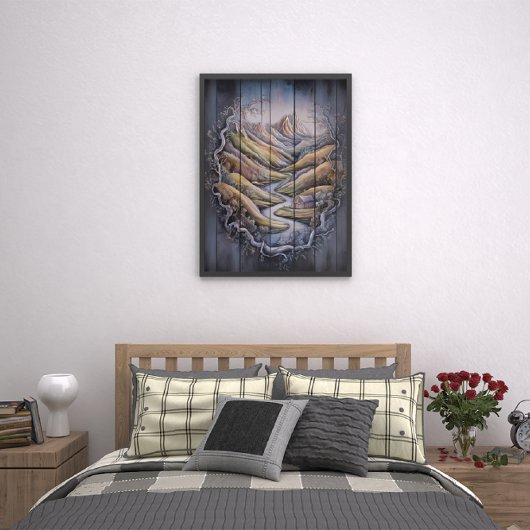 Majestic Mountain Mural auf der Holzwand Poster