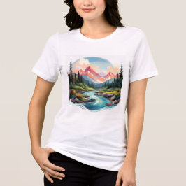 Majestic Mountain River Scene Tri-Blend Shirt