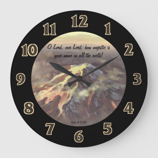 Majestic Mountain Scripture Large Clock Große Wanduhr (Vorderseite)