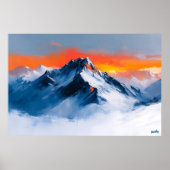 Majestic Mountain Sunset Fauvist, Alpenlandschaft Poster (Vorne)