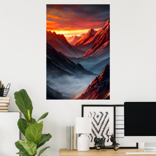 Majestic Mountain Sunset Poster (Heimbüro)