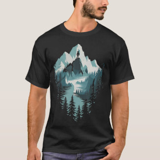 Majestic Mountain View With Sunset For Nature Enth T-Shirt
