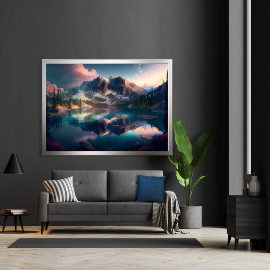 Majestic Mountains Mirror Lake mit weichem Licht Poster