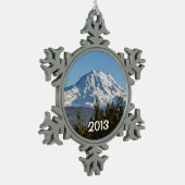 Majestic Mt Rainier Schneeflocken Zinn-Ornament (Links)