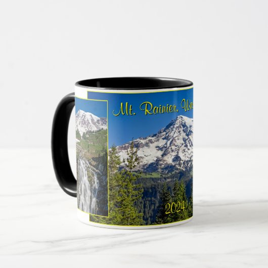 Majestic Mt Rainier, Washington Staat, Souvenir Tasse (Vorderseite Links)