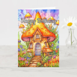 Majestic Mushroom House Illustration Karte