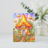 Majestic Mushroom House Illustration Postkarte (Stehend Vorderseite)