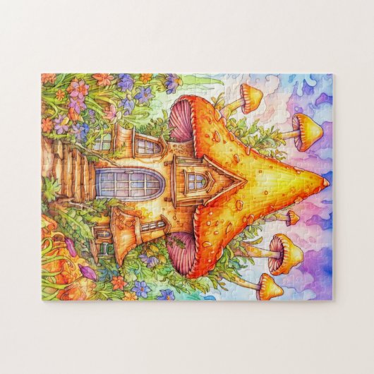 Majestic Mushroom House Illustration Puzzle (Horizontal)